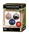 Zilveren-roze-blauwe kerstballen pakket 181-delig voor 210 cm boom