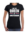 Zwart I am the Queen of Amsterdam shirt Koningsdag t-shirt voor dames