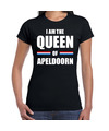 Zwart I am the Queen of Apeldoorn t-shirt Koningsdag shirt voor dames
