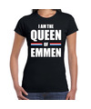 Zwart I am the Queen of Emmen t-shirt Koningsdag shirt voor dames