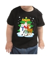 Zwart kerst shirt -kleding kerstman en zijn dierenvrienden voor peuters-kinderen
