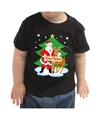 Zwart kerst shirt -kleding Merry Christmas kerstman-rendier voor baby-kinderen