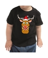 Zwart kerst shirt -kleding Rudolf het rendier met rode neus voor baby-kinderen