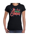 Zwart kerstshirt-kerstkleding Happy birthday Jesus voor dames