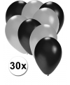 Zwarte en zilveren ballonnen 30 stuks