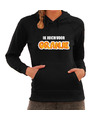 Zwarte fan hoodie-sweater met capuchon Holland ik juich voor oranje EK- WK voor dames