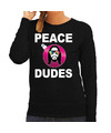 Zwarte Kersttrui-Kerstkleding peace dudes voor dames met social media kerstbal